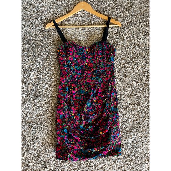 Nanette Lepore floral multicolor mini dress rugged size 0 Y2K Boho Feminine - Picture 6 of 9